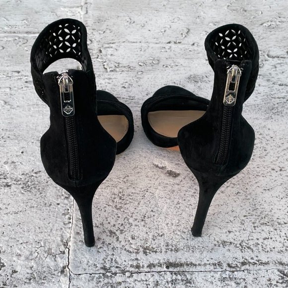 Antonio Melani Women Heel Sandal Sandal Black Leather Shoes Size 9.5M - Picture 7 of 11